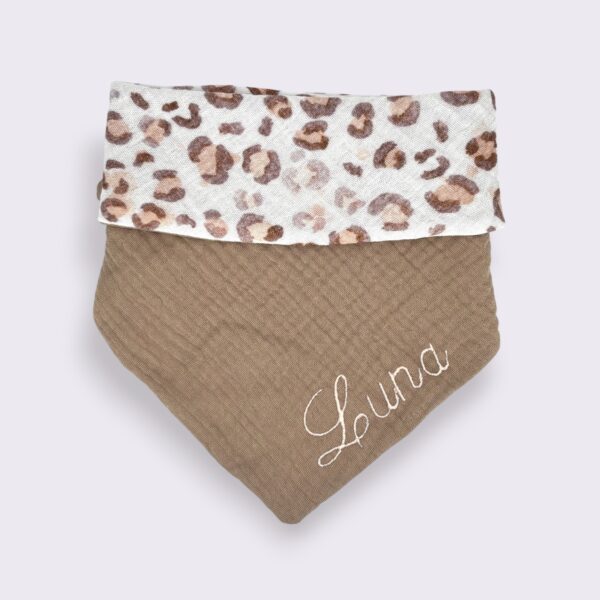 Bestickbares Bandana Hundehalstuch Leopard Animal-Print Braun zum knoten - Image 2