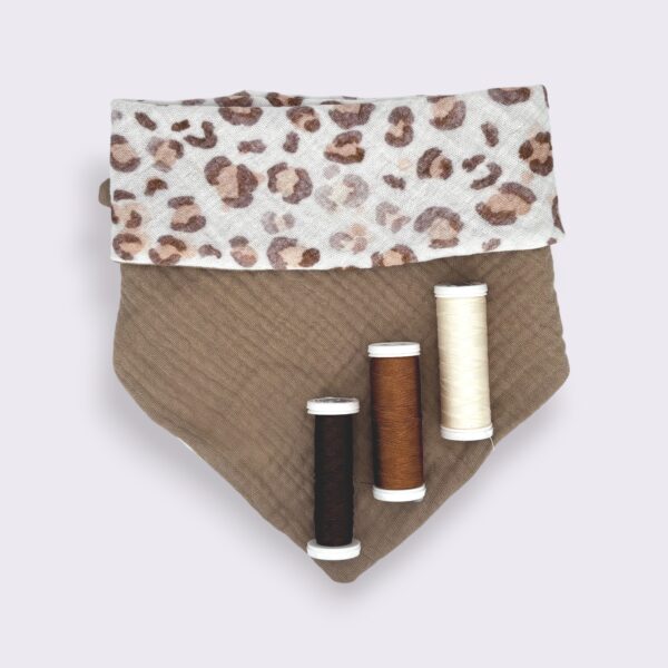 Bestickbares Bandana Hundehalstuch Leopard Animal-Print Braun zum knoten - Image 5
