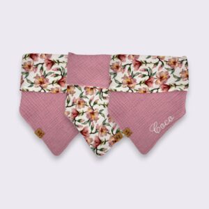 Bestickbares Bandana Hundehalstuch Magnolie zum knoten